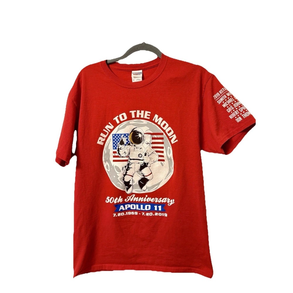 50Th Anniversary Of Apollo 11 T-Shirt  2019 Sponsors On Back Astronauts On Sleev